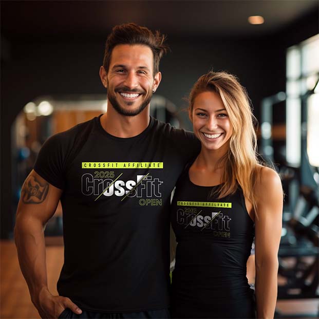 Man and woman wearing new 2025 shirt design